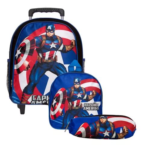 Mochila Infantil Masculina Rodinha Capit O Am Rica Toys U Cor Preto