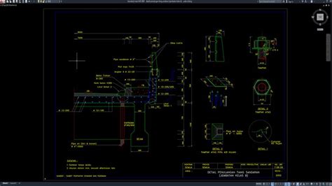 Download Detail Penulangan Tiang Sandaran Jembatan Kelas B Dwg Autocad Asdar Id Autocad