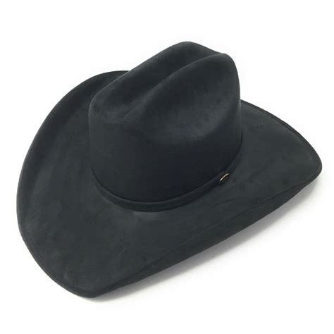 Faux Suede Black Cowboy Hat - Cattleman Crown Showerproof