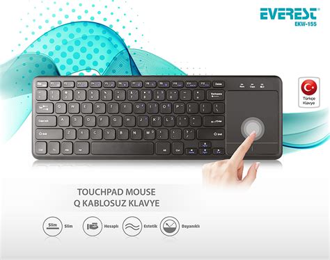 Everest EKW 155 Siyah ToucPad Mouse Kablosuz Klavye Fiyatı