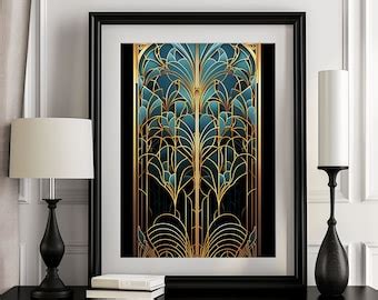 Peacock Art Deco Print Printable Wall Art Trendy Print Vintage Poster