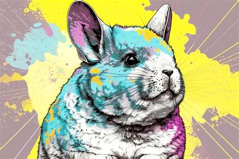 Retrato De Chinchilla En Estilo Pop Art Colores Voladores Expresi N