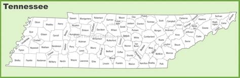 Tennessee county map - Ontheworldmap.com