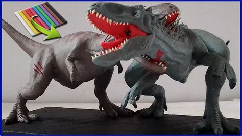 TIRANOSAURUS REX Vs INDOMINUS REX With Clay Plastilina Jurassic Park