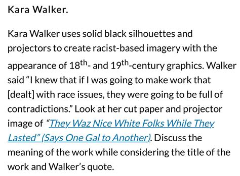 Kara Walker.Kara Walker uses solid black silhouettes | Chegg.com