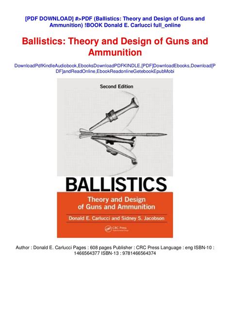 Pdf Ballistics Theory And Design Of Guns And Ammunition Book