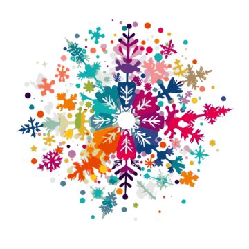 Colored Snowflake Vector Sticker Clipart Colorful Snowflake With An