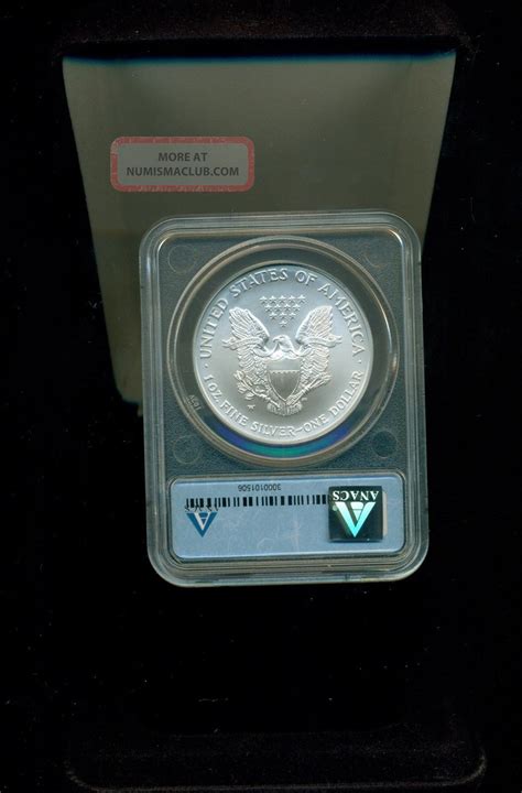 W American Silver Eagle Anacs Sp Burnished