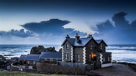 Hd Wallpaper Black And White Concrete House Coast The Building