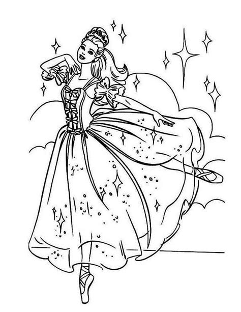 Beautiful Barbie Ballerina Coloring Page Sketsa Gambar