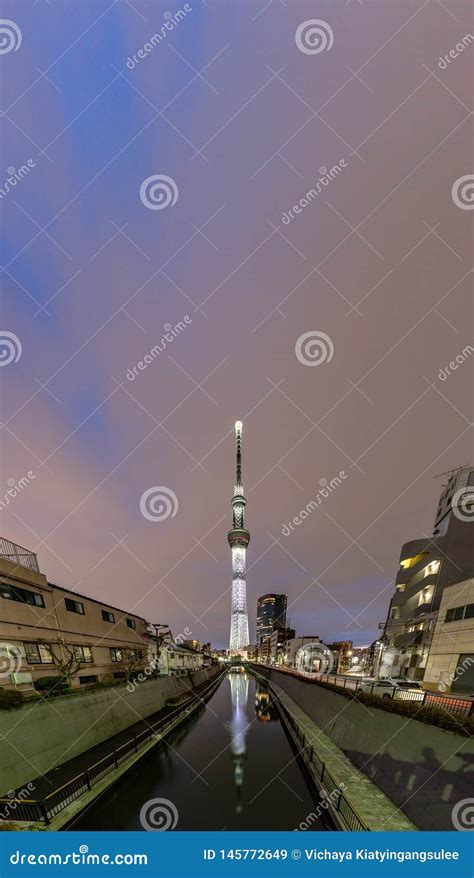 Por Do Sol Do Skytree Do T Quio Imagem De Stock Editorial Imagem De