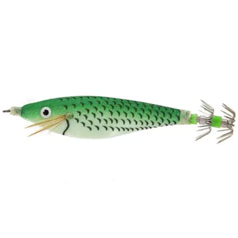 FR 8CM LUMINOUS Wood Shrimp Bait With Squid Jigs Hook Fishing Lures