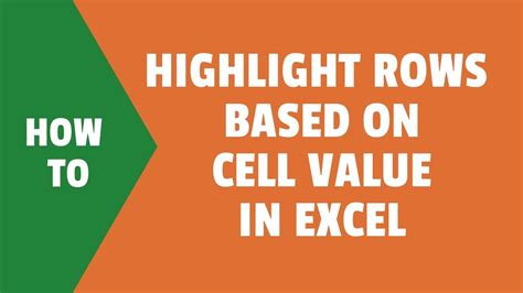 Highlight Rows Based On Cell Value In Excel Youtube