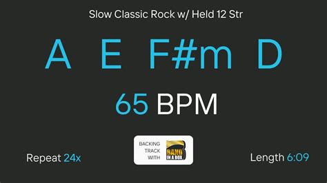 A E F M D At Bpm Backing Track Slow Classic Rock Easy Play