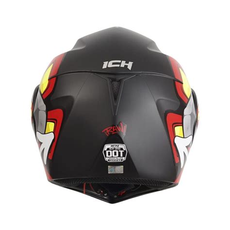 Casco Abatible Ich Raw Negro Mate Rojo Visor Dorado Cascos Pb