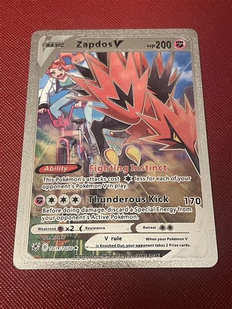 Zapdos V Silver Foil Fan Art Card Tg19tg30 Character Card Ebay