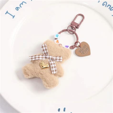 Cute Cartoon Soft Student Plush Doll Bear Keychain Fashion Fluffy Plush