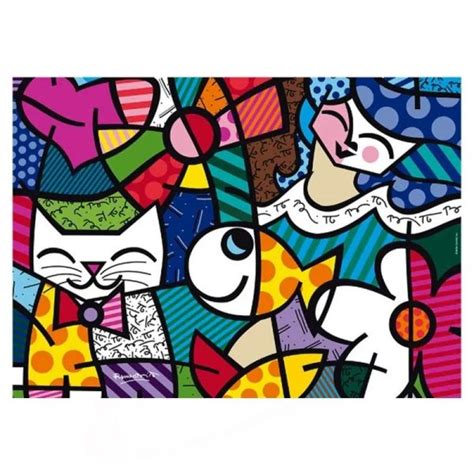 Quebra Cabeça Puzzle Romero Britto Happy 1000 Peças Grow Papelaria