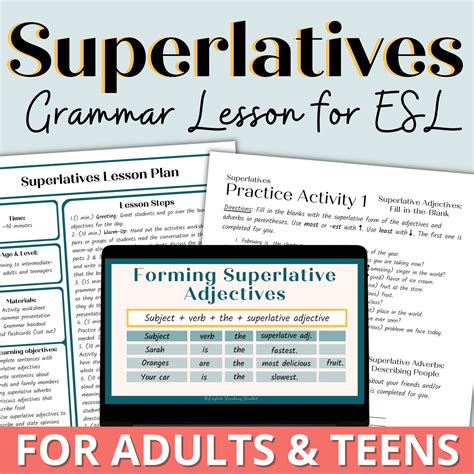 Superlatives Esl Grammar Lesson And Activities For Adults And High