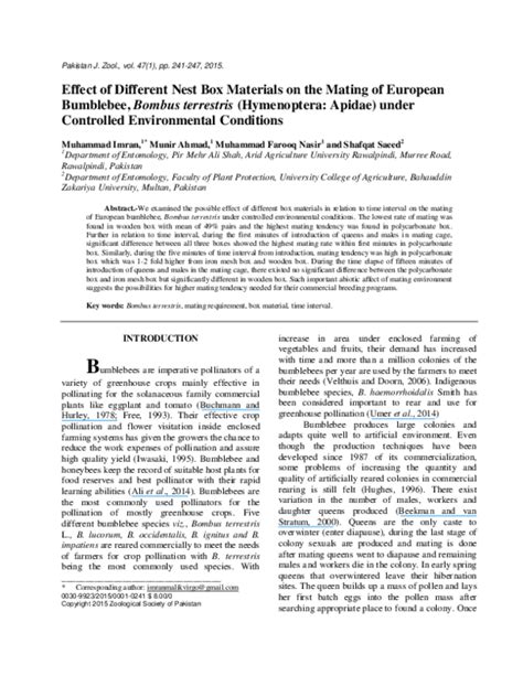 (PDF) Effect of Different Nest Box Materials on the Mating of European Bumblebee, Bombus ...