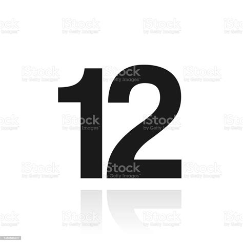 Ilustración De 12 Número Doce Icono Con Reflejo Sobre Fondo Blanco Y