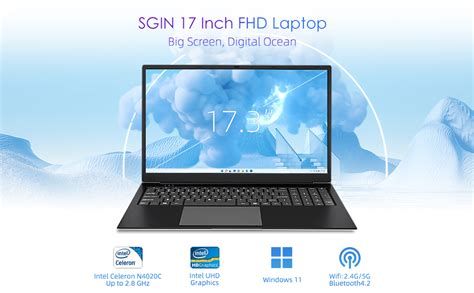 SGIN 17 pulgadas 1920 x 1080 IPS visualización portátil 4 GB RAM 128