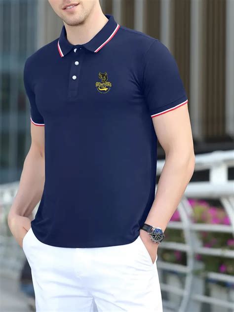 Breathable Regular Fit Wolf Pattern Golf Polo Shirt Mens Temu United