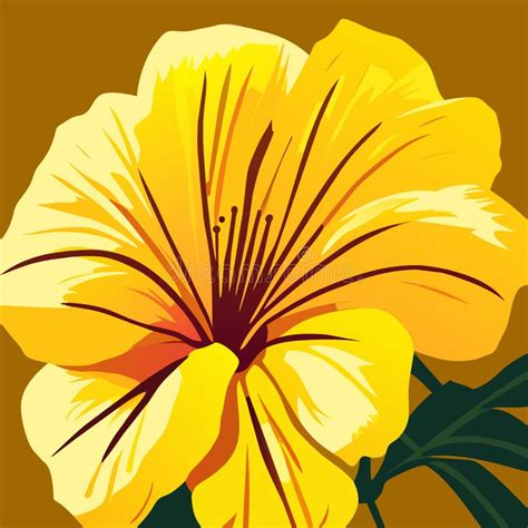 Yellow Hibiscus Flower On Brown Background Vector Illustration Stock Vector Illustration Of