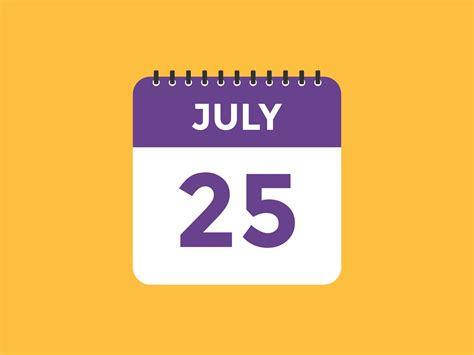 july 25 calendar reminder. 25th july daily calendar icon template ...