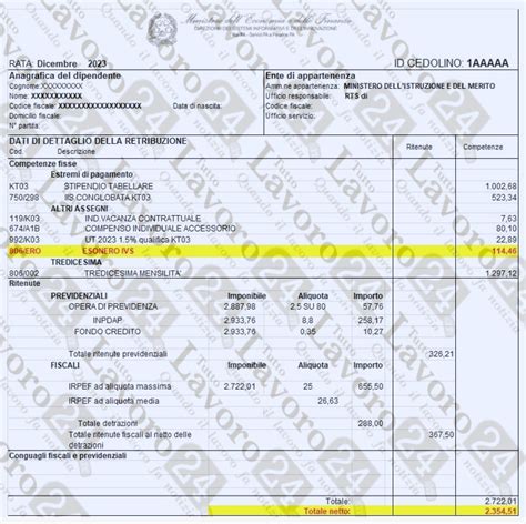 Personale Ata Precario Dettaglio Del Cedolino Di Dicembre