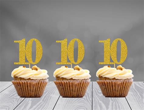 Any Number 10th Birthday Cupcake Toppers Number 10 Cupcake Etsy