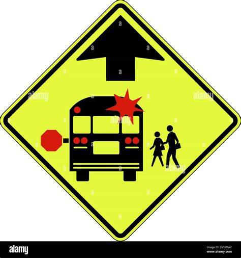 School Bus Stop Ahead Sign On White Background Stock Vector Image & Art ...