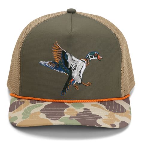 Wood Duck Hat Rope Cap 5 Panel Ridgeline Mesh Back Paramount Outdoors