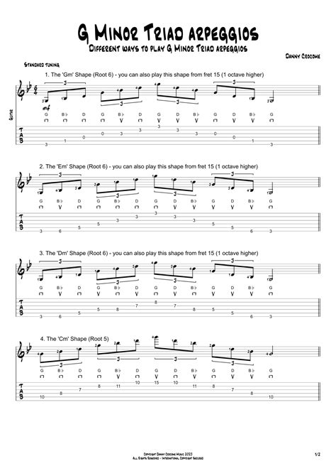 G Minor Triad Arpeggios 5 Ways To Play By Traditional Sheet Music For