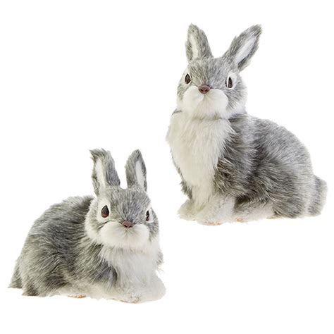 RAZ Imports Bunny Rabbit Figurines Christmas Ornaments Set Of 2 Faux