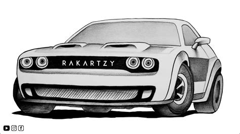 Dodge Challenger Srt Hellcat Draw How To Draw Car Youtube