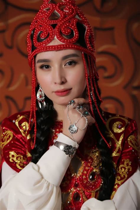 Beautiful Kazakh Lady In Traditional Costume Editorial Photography