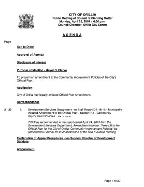 Fillable Online Orillia Civicweb Public Re Planning Matter Fax