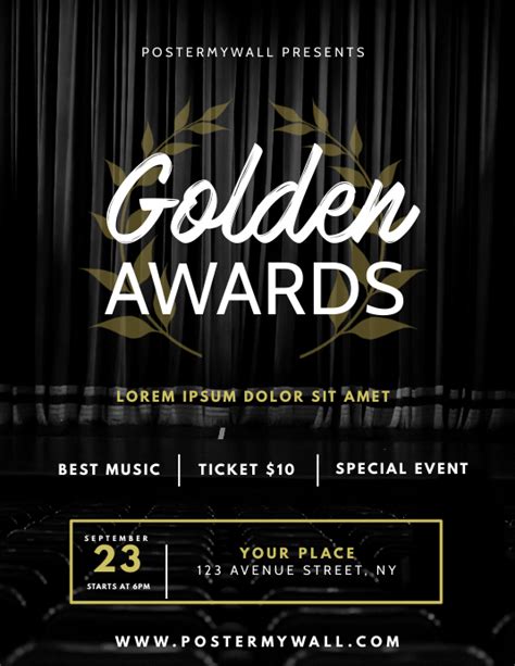 Black And White Golden Awards Banquet Invitation Flyer Template