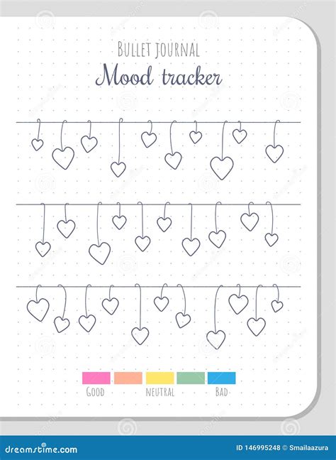 Mood Tracker Blank Template For Bullet Journal Stock Vector