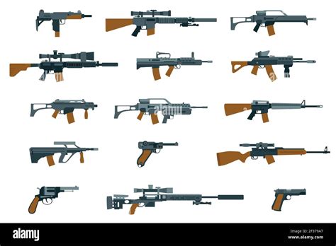 Waffen Flache Symbole Gewehr Und Gewehr Schrotflinte Und