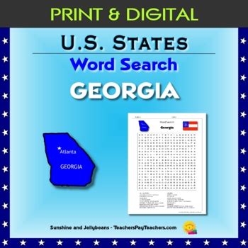 Georgia Word Search Puzzle U S States Geography Activity Grades 4