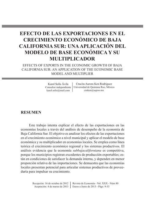 PDF Efecto de las exportaciones en el crecimiento económico de Baja