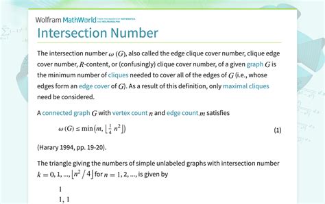 Intersection Number From Wolfram Mathworld