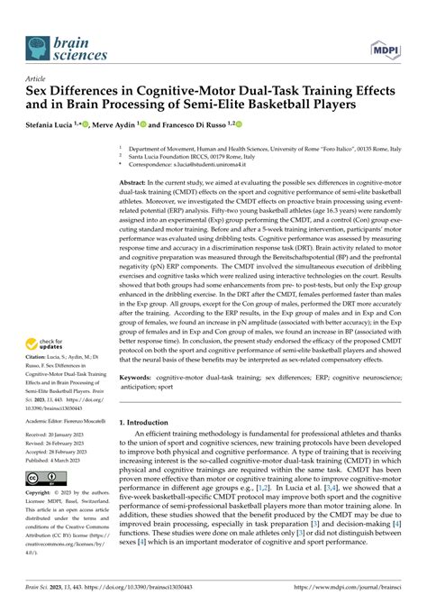 Pdf Sex Differences In Cognitive Motor Dual Task Training Effects And