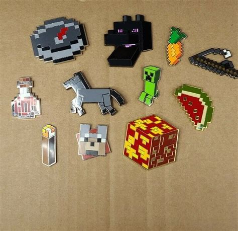 Minecraft Mine Chest Trading Pins Dog Horse Creeper Potion Torch Plus