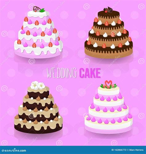 Wedding Cake Illustration Vector Set Stock Illustration Illustration