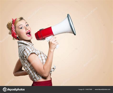 Blonde Woman With Loudspeaker Stock Photo By ©billiondigital 154637886