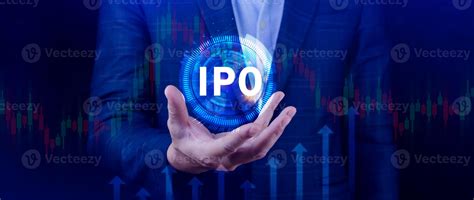 Ipo Initial Public Offering Concept Businessman With Virtual Ipo Word