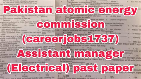 Paec Career Jobs 1737 Assistant Manager Electrical Nescom Past Paper